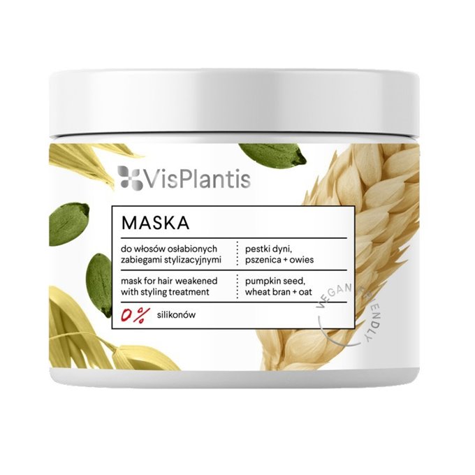 Vis Plantis Vegan Friendly Maska do włosów osłabionych -Pestki Dyni,Pszenica i Owies  400ml