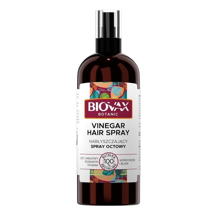 L'BIOTICA Biovax Botanic Nabłyszczający Spray octowy do włosów - ocet jabłkowy,rozmaryn i tatarak 200ml